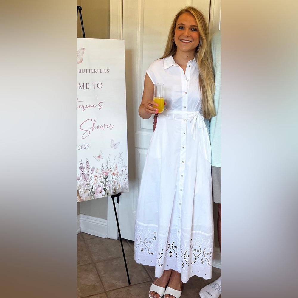 White Button-Down Midi Dress